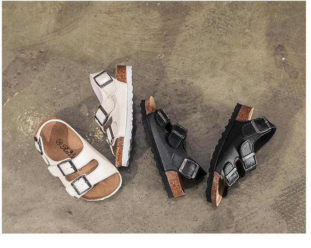 Nowe dziecięce korkowe sandały plażowe antypoślizgowe, miękkie skórzane sportowe sandały dla chłopców i dziewcząt - Wianko - 16