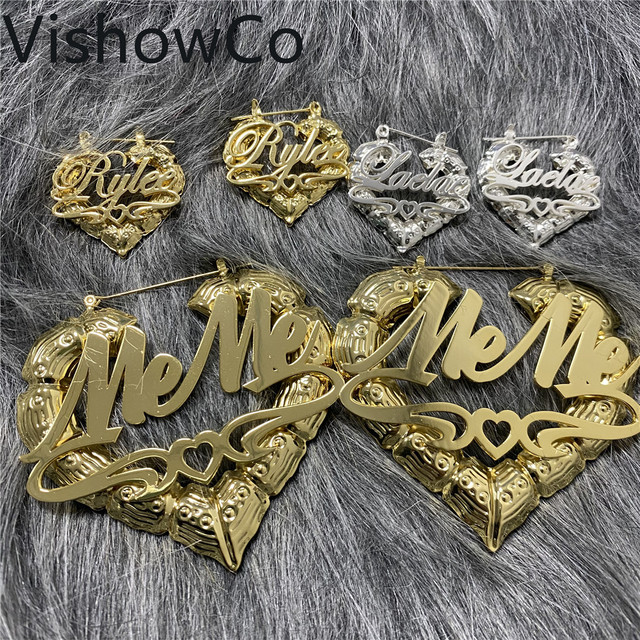Bambusowe kolczyki niestandardowe w kształcie serca - personalizowana biżuteria dla kobiet - Wianko - 6