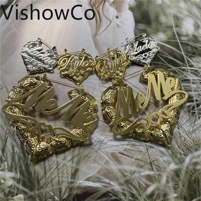 Bambusowe kolczyki niestandardowe w kształcie serca - personalizowana biżuteria dla kobiet - Wianko - 7