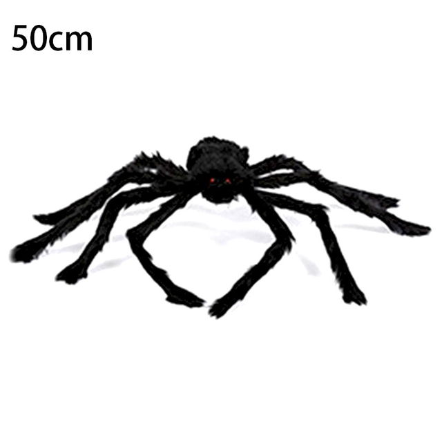 Czarny pluszowy pająk Halloween - straszna dekoracja do wystroju domu - Wianko - 8