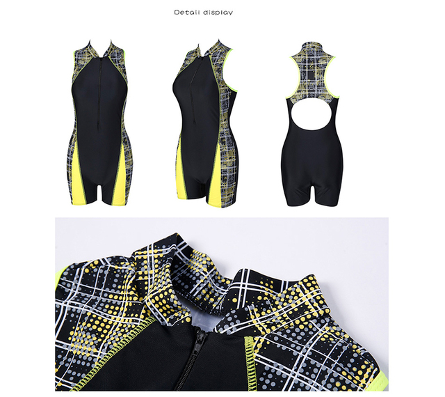 Nowoczesny strój kąpielowy jednoczęściowy Trisass 2019 dla kobiet - sportowy, z zamkiem błyskawicznym i oryginalnym nadrukiem, idealny do surfingu, z wyściółką - Wianko - 2