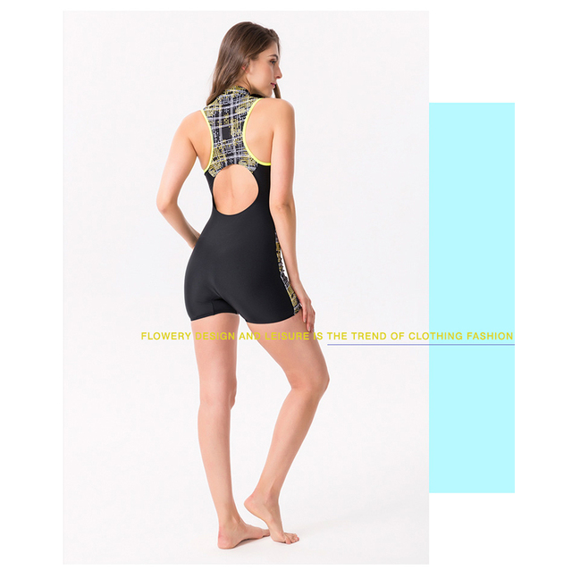 Nowoczesny strój kąpielowy jednoczęściowy Trisass 2019 dla kobiet - sportowy, z zamkiem błyskawicznym i oryginalnym nadrukiem, idealny do surfingu, z wyściółką - Wianko - 8