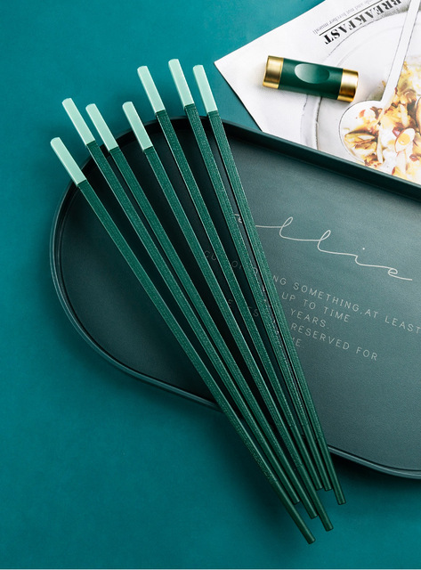 5 par pałeczek stołowych w stylu chińskim, wykonanych z stopu metali, antypoślizgowe - Catering, sushi, naczynia do kuchni domowej - Wianko - 15