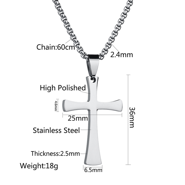 Krzyżyk naszyjnik ze stali nierdzewnej BlueLory Christian dla kobiet i mężczyzn - Wianko - 1
