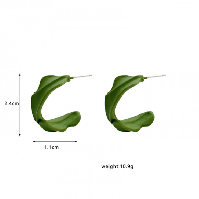 Zielone kolczyki w kształcie litery C dla kobiet - Vintage biżuteria koreańska - Wianko - 5