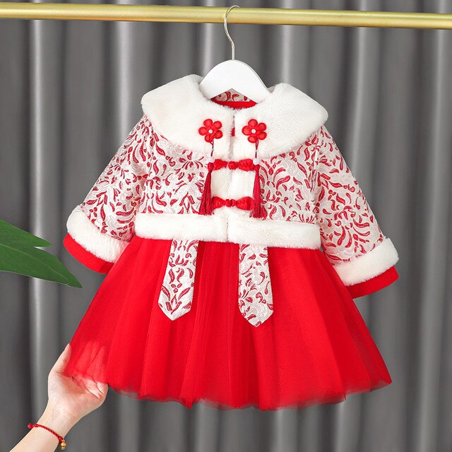 Dziewczęce sukienki na chiński Nowy Rok 2022 dla małych księżniczek - Wianko - 1