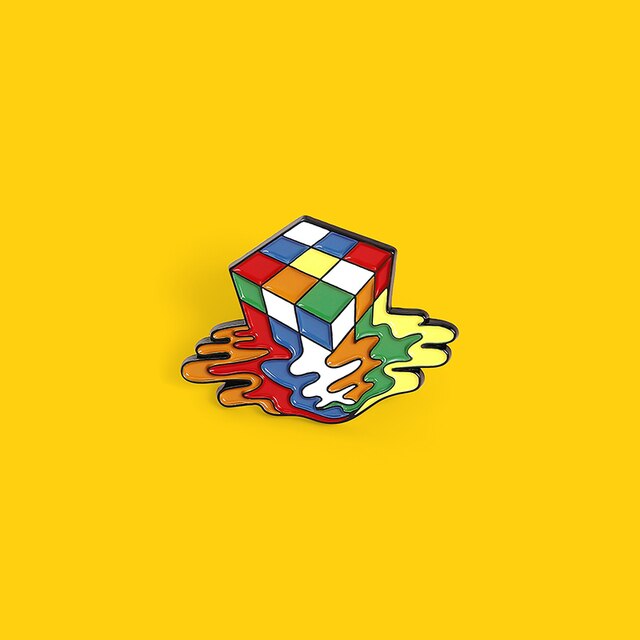 Broszka Cube emalia Pin Melting Cube w kolorze przypinki, śmieszne klapa, kapelusz, torba, dżinsy, plecak, klamra - Wianko - 3