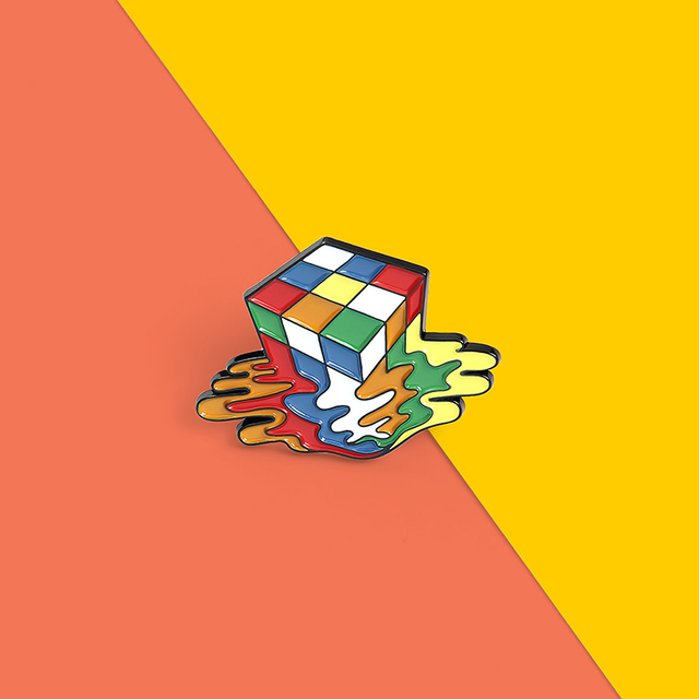 Broszka Cube emalia Pin Melting Cube w kolorze przypinki, śmieszne klapa, kapelusz, torba, dżinsy, plecak, klamra - Wianko - 4