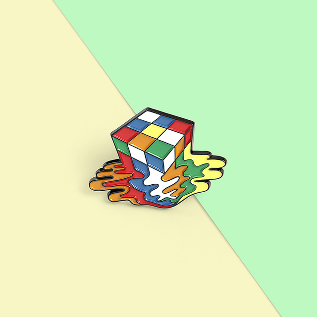 Broszka Cube emalia Pin Melting Cube w kolorze przypinki, śmieszne klapa, kapelusz, torba, dżinsy, plecak, klamra - Wianko - 5