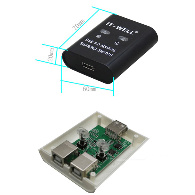 Przełącznik KVM USB 2.0 2-portowy do udostępniania drukarki i skanera dla komputerów PC - Wianko - 6