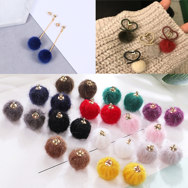 10 kolorowych ręcznie wykonanych norek włosy pomponów w paciorach - idealne do tworzenia biżuterii DIY - Wianko - 1