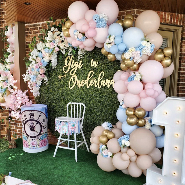 Zestaw 107 sztuk różowych, niebieskich i chromowych balonów Garland Arch na wieczór panieński, dekoracje ślubne, Baby Shower - Wianko - 1