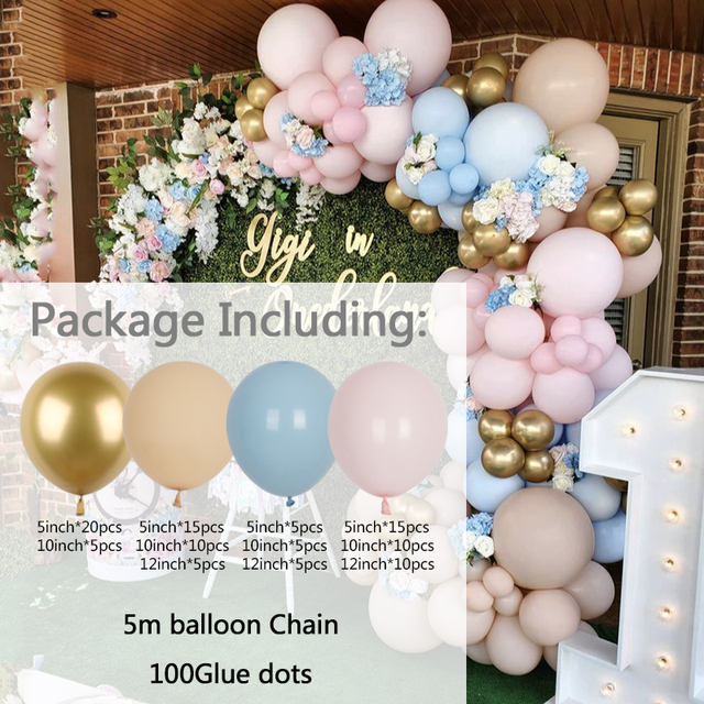 Zestaw 107 sztuk różowych, niebieskich i chromowych balonów Garland Arch na wieczór panieński, dekoracje ślubne, Baby Shower - Wianko - 2