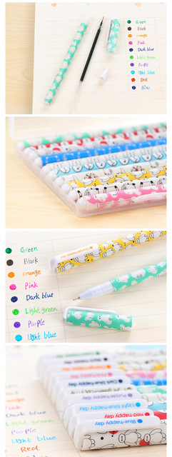 Długopis żelowy kreatywny w 10 kolorach, pióro neutralne z pudełkiem PCV - idealne przybory szkolne do pisania w stylu koreańskim - Wianko - 11