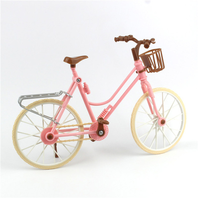 Wysokiej jakości odpinany różowy rower dla lalek z brązowym plastikowym kaskiem - Wianko - 3