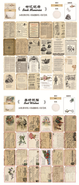 26 sztuk Vintage Book Page Diy Junk Journal - terminarz planer, kreatywne rzemiosło, papier Scrapbooking, tło dekoracyjne, papierowy materiał - Wianko - 3