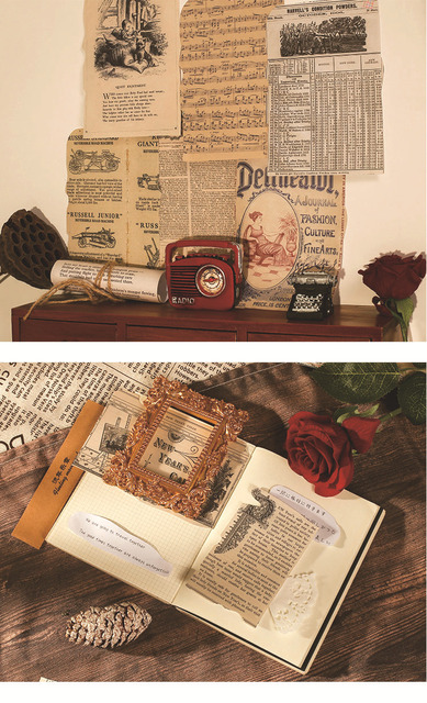 26 sztuk Vintage Book Page Diy Junk Journal - terminarz planer, kreatywne rzemiosło, papier Scrapbooking, tło dekoracyjne, papierowy materiał - Wianko - 5