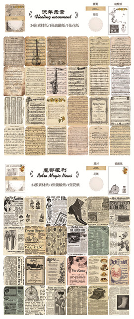 26 sztuk Vintage Book Page Diy Junk Journal - terminarz planer, kreatywne rzemiosło, papier Scrapbooking, tło dekoracyjne, papierowy materiał - Wianko - 2
