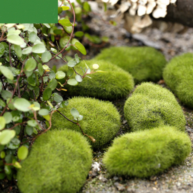 Figurka dekoracyjna z miniaturową, sztuczną murawą Micro Green Moss Stone do ozdoby wnętrz i ogrodu - Wianko - 4