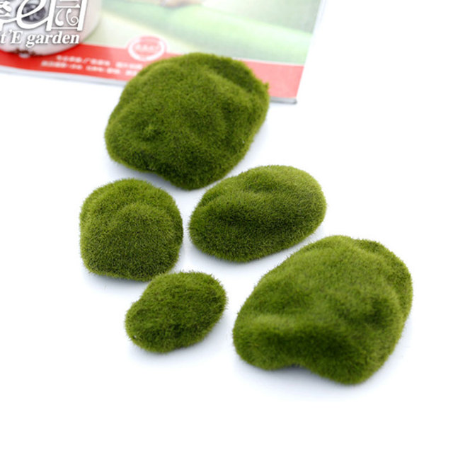 Figurka dekoracyjna z miniaturową, sztuczną murawą Micro Green Moss Stone do ozdoby wnętrz i ogrodu - Wianko - 1