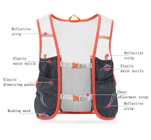 Lekki plecak Hydration Vest - torba do biegania, jazdy na rowerze, maratonów, pieszych wycieczek, ultra lekka, przenośna torba z 500 ml butelką wody - Wianko - 2