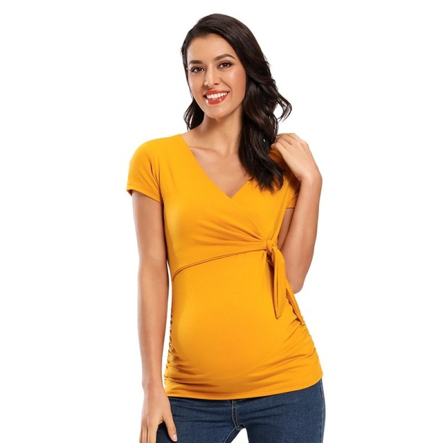 Bluzka długorękawną damska ciążowa do karmienia piersią, plisy - Wianko - 8