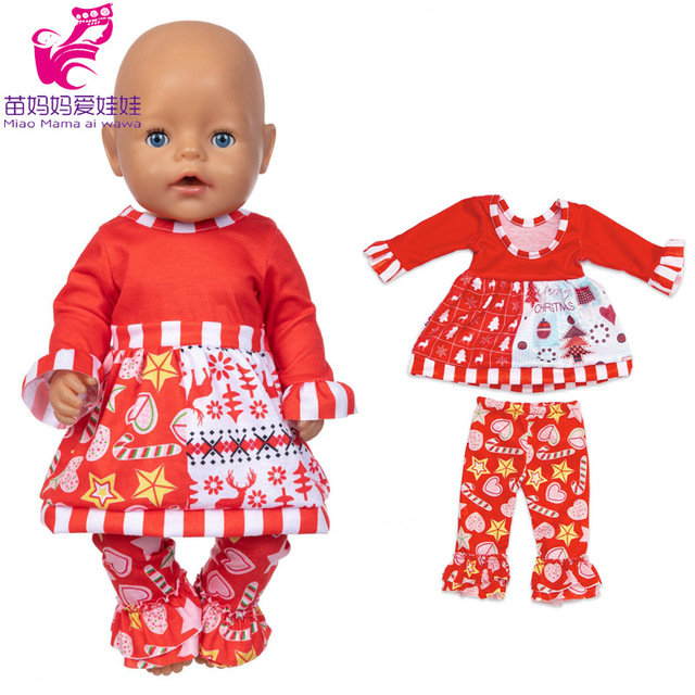 Ubranie dla lalki 43 cm - czerwona sukienka świąteczna - Wianko - 3
