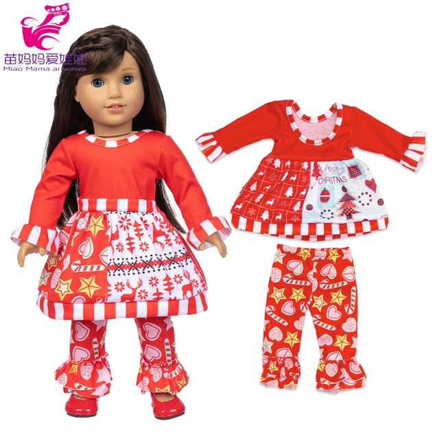Ubranie dla lalki 43 cm - czerwona sukienka świąteczna - Wianko - 2