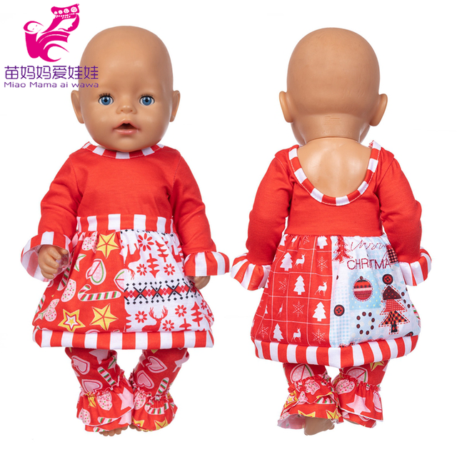 Ubranie dla lalki 43 cm - czerwona sukienka świąteczna - Wianko - 4