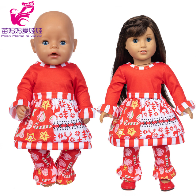Ubranie dla lalki 43 cm - czerwona sukienka świąteczna - Wianko - 1