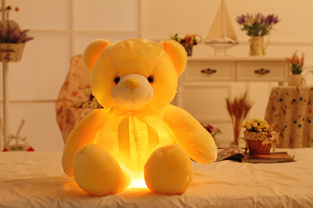 Pluszowy Miś LED z Twórczym Światłem - Poduszka 30-50cm, Kolorowe Świecące Zabawki dla Dzieci - Wianko - 3