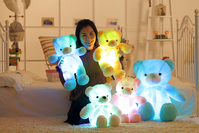 Pluszowy Miś LED z Twórczym Światłem - Poduszka 30-50cm, Kolorowe Świecące Zabawki dla Dzieci - Wianko - 1