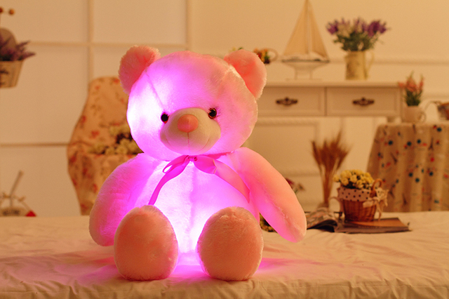 Pluszowy Miś LED z Twórczym Światłem - Poduszka 30-50cm, Kolorowe Świecące Zabawki dla Dzieci - Wianko - 5