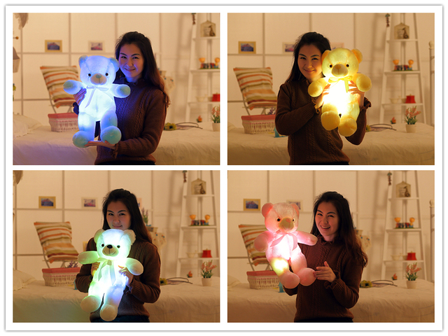 Pluszowy Miś LED z Twórczym Światłem - Poduszka 30-50cm, Kolorowe Świecące Zabawki dla Dzieci - Wianko - 7