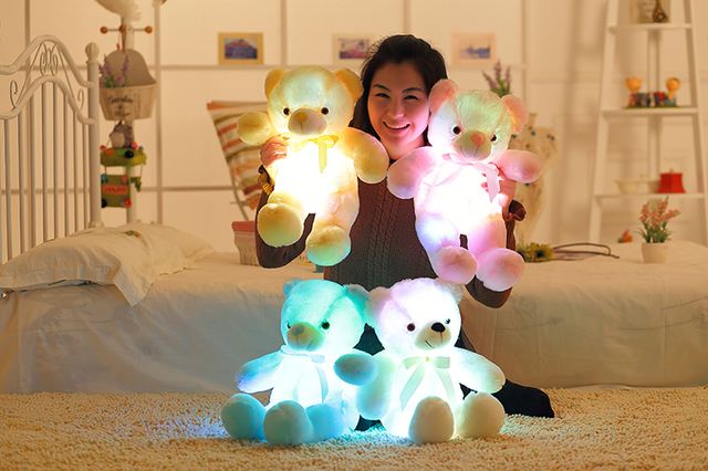 Pluszowy Miś LED z Twórczym Światłem - Poduszka 30-50cm, Kolorowe Świecące Zabawki dla Dzieci - Wianko - 2