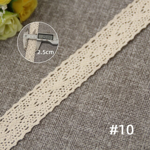 10 jardów bawełnianej zasłony koronkowej DIY, krawędzie beżowe, idealne do odzieży i tekstyliów domowych - Wianko - 14