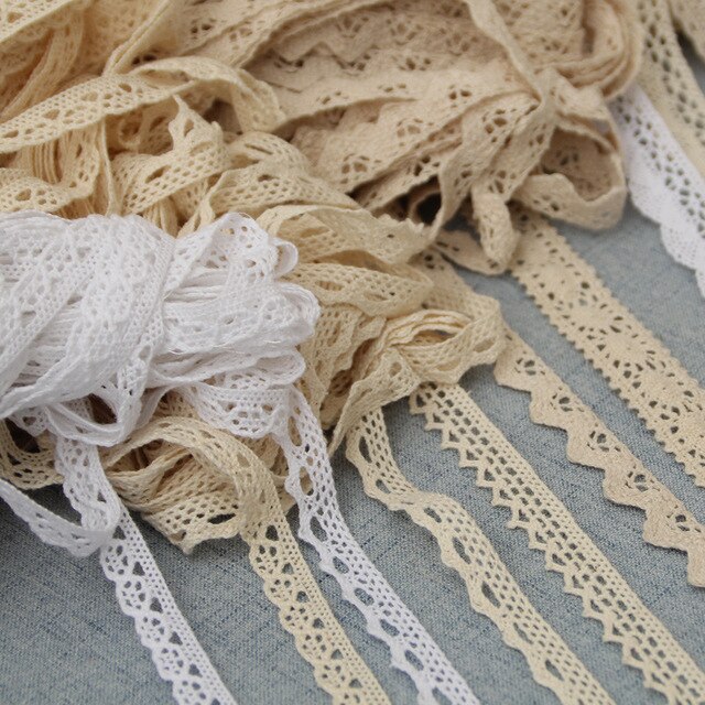 10 jardów bawełnianej zasłony koronkowej DIY, krawędzie beżowe, idealne do odzieży i tekstyliów domowych - Wianko - 2