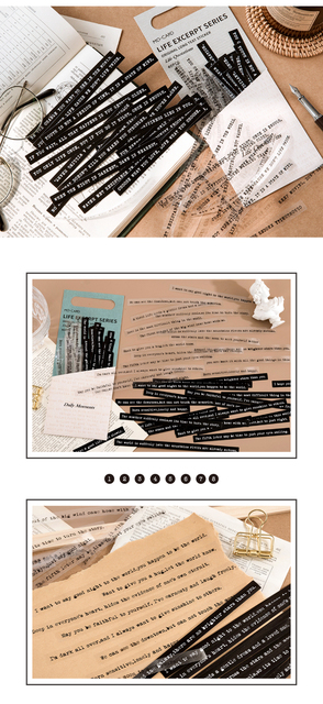 40 sztuk długich angielskich naklejek z czarno-białymi wierszami tekstowymi do dekoracji Scrapbookingu i Albumów pamiętnika - Wianko - 8