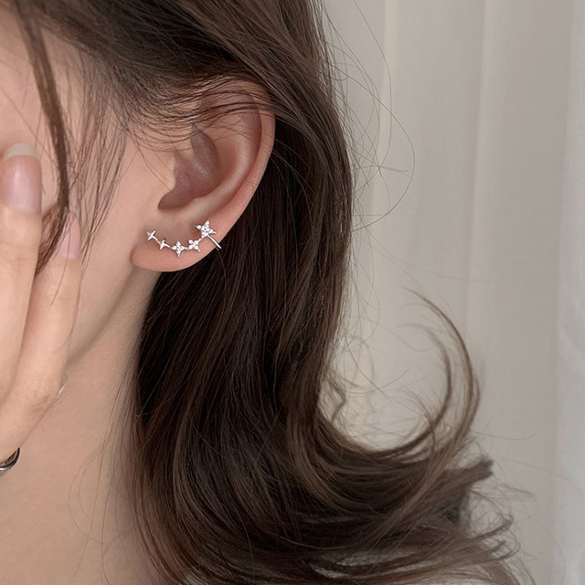Kobiece proste gwiazdkowe kolczyki z klipsami do ucha Evimi, wykonane z 925 srebra - Wianko - 4