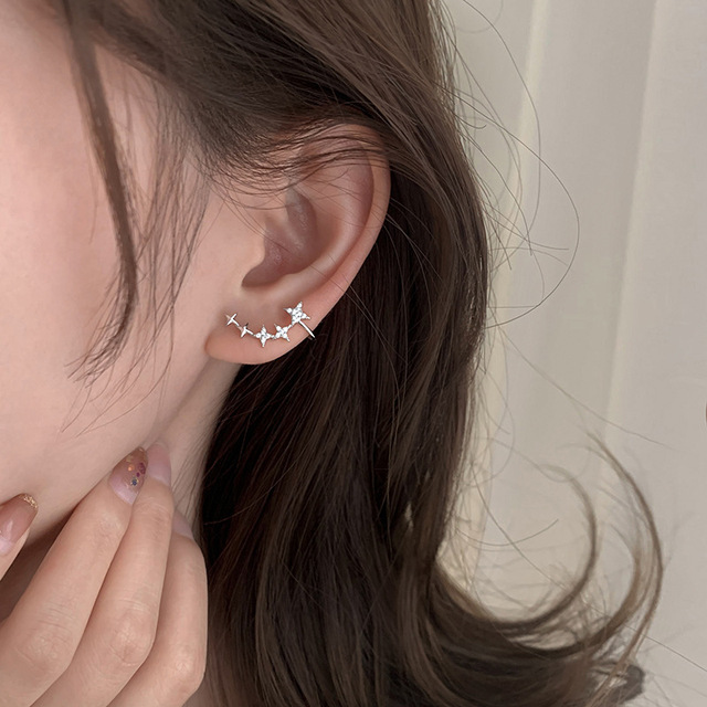 Kobiece proste gwiazdkowe kolczyki z klipsami do ucha Evimi, wykonane z 925 srebra - Wianko - 2