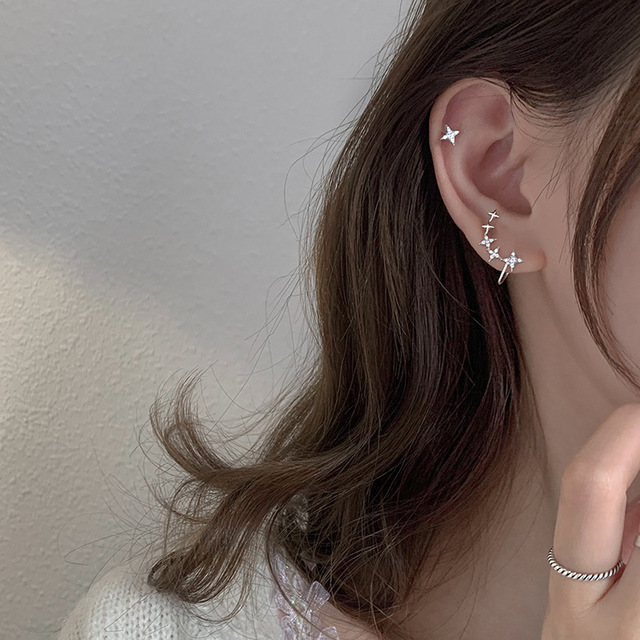 Kobiece proste gwiazdkowe kolczyki z klipsami do ucha Evimi, wykonane z 925 srebra - Wianko - 3