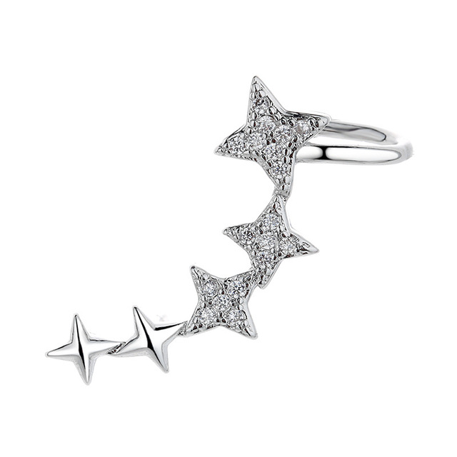 Kobiece proste gwiazdkowe kolczyki z klipsami do ucha Evimi, wykonane z 925 srebra - Wianko - 1