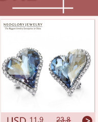 Kolczyki wiszące Neoglory ze niebieskim kryształem Rhinestone w kształcie serca - idealny prezent dla kobiet i dziewczyn - Wianko - 6