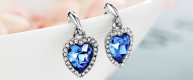 Kolczyki wiszące Neoglory ze niebieskim kryształem Rhinestone w kształcie serca - idealny prezent dla kobiet i dziewczyn - Wianko - 16