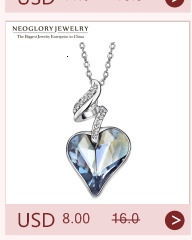 Kolczyki wiszące Neoglory ze niebieskim kryształem Rhinestone w kształcie serca - idealny prezent dla kobiet i dziewczyn - Wianko - 7