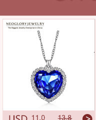 Kolczyki wiszące Neoglory ze niebieskim kryształem Rhinestone w kształcie serca - idealny prezent dla kobiet i dziewczyn - Wianko - 2