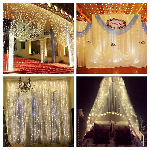 Świetlne łańcuchy LED 3x 2/3x 1/3x3m sopel, dekoracje bożonarodzeniowe, girlanda na ślub/impreza, do wnętrz i ogrodu 5 - Wianko - 4