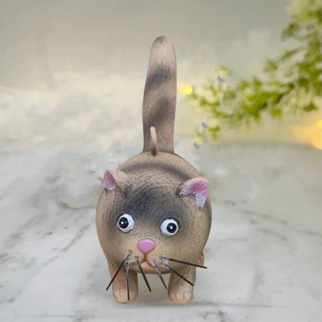 Rzemiosłnicza miniaturowa kotka - dekoracyjny wisiorek w formie kotowej rzeźby z żywicy - Wianko - 42