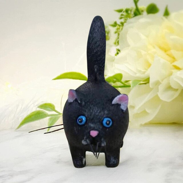Rzemiosłnicza miniaturowa kotka - dekoracyjny wisiorek w formie kotowej rzeźby z żywicy - Wianko - 47