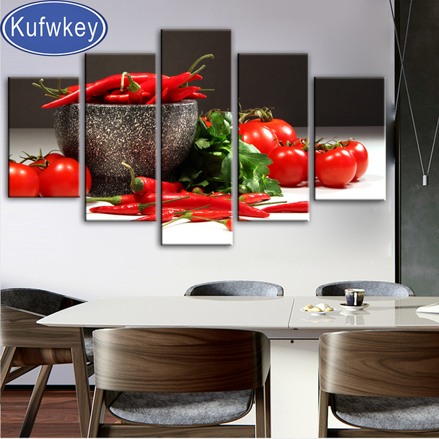 Pelny kwadrat/okragly diamentowy obraz pomidor i chili 5 sztuk 5D DIY krzyzowy haft dekoracja kuchenna - Wianko - 3